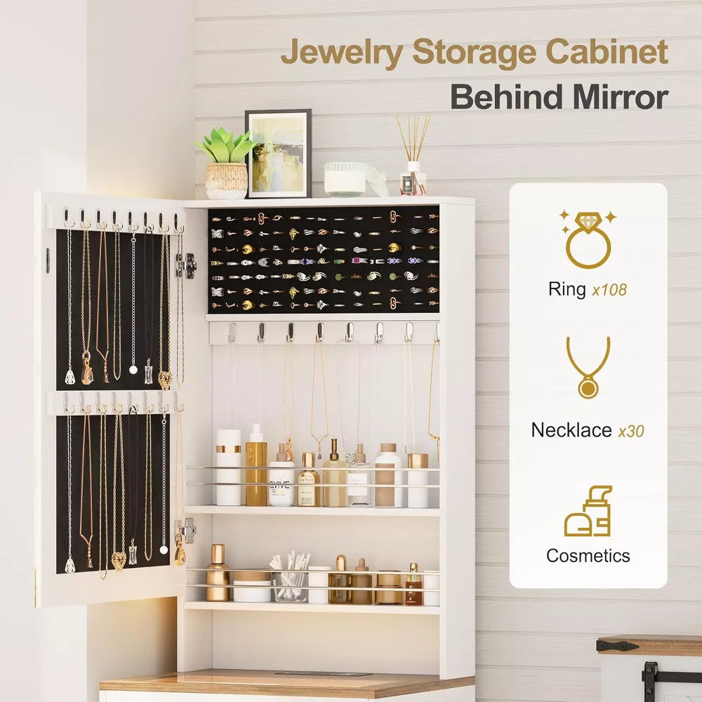 Tocador 3 in 1 con specchio LED e sgabello con contenitore