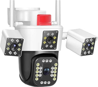 Telecamera di sorveglianza intelligente a rotazione con tre teste